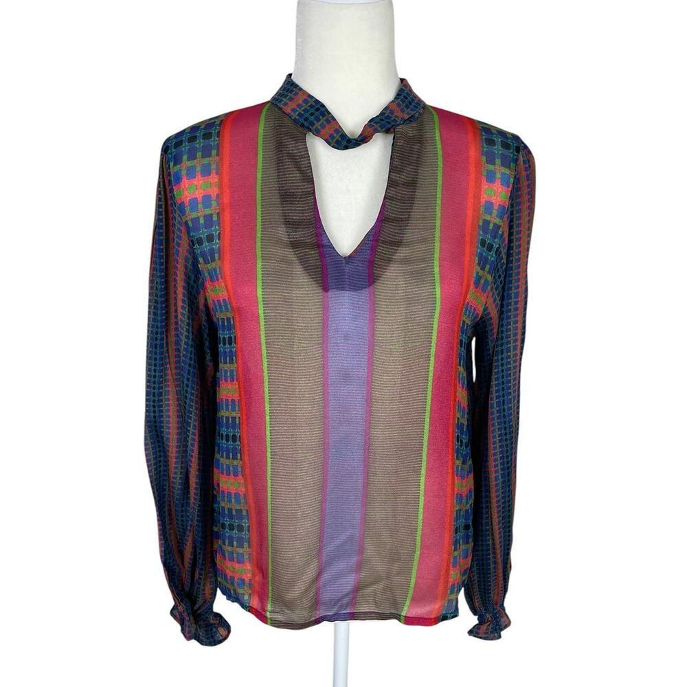 Anthropologie Conditions Apply Retro Peasant Sheer Puff Sleeve Top XXS Chic NWT